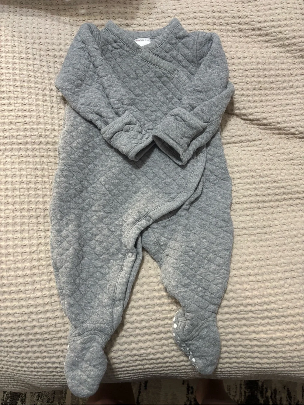 Hanna Andersson Gray Quilted Footed One-Piece